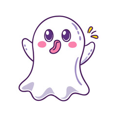 Fototapeta premium cute ghost icon, cute ghost vector illustration-simple illustration of cute ghost, perfect for cute ghost logos and themed design 