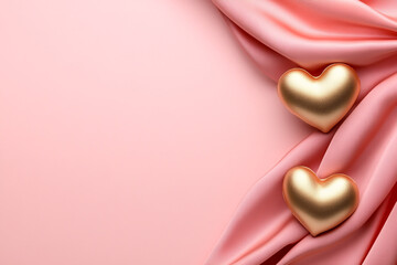 Fototapeta premium A luxurious backdrop with soft pink velvet drapes and golden accents - Elegant and glamorous