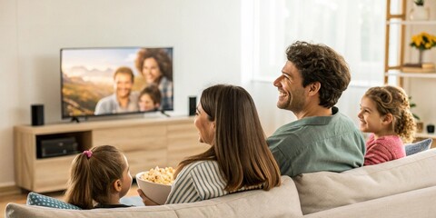 Obraz premium family watching tv together
