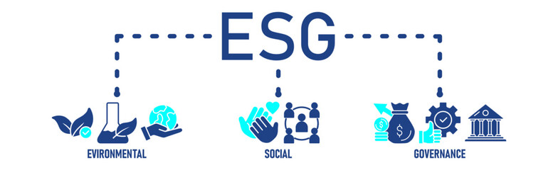 ESG banner web icon vector illustration for Environment Social Governance of corporate sustainability performance for investment screening