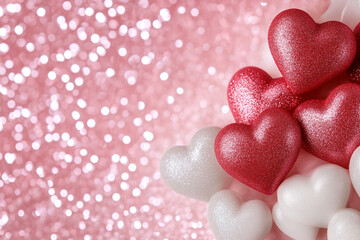 Obraz premium Soft pastel pink and white ombre backdrop with glitter details - ideal for romantic decor