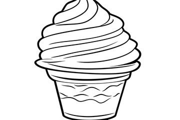 Line Art Soft Serve Ice Cream Cone Illustration