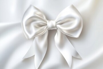 Elegant silk white bow decoration for gift cards, customizable text area, perfect for mother's day, valentine's events, wedding invitations, satin ribbon embellishments, and celebration framing