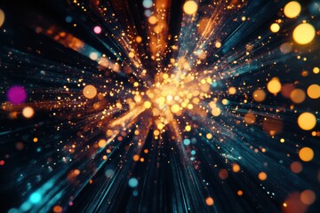 Fototapeta premium Captivating bokeh lights illuminating a contrasting background for modern artwork and digital technology projects. Perfect for creative ventures and visual storytelling