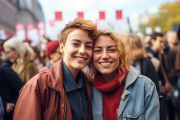 Obraz premium Generative AI picture with lgbt couples concept pride month theme image