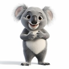 Koala, 3D cartoon illustration, isolated on a white background. Koala cartoonish  