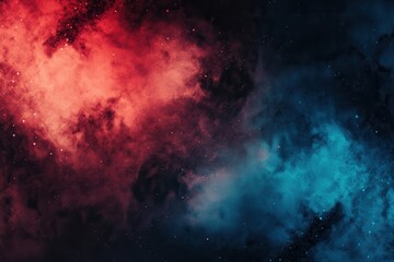 Obraz premium Vibrant gradient texture with dynamic blur of crimson, azure, and ebony; soft flowing colors infused with digital noise for eye-catching retro poster or banner creation