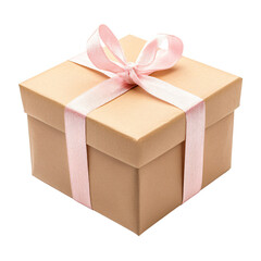 Obraz premium Gift box with pink ribbon isolated on transparent background