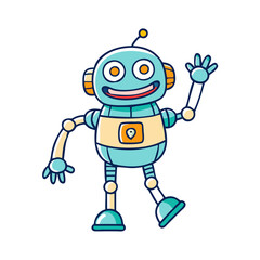 Obraz premium funny robot icon, funny robot vector illustration-simple illustration of funny robot, perfect for funny robot logos and themed design 