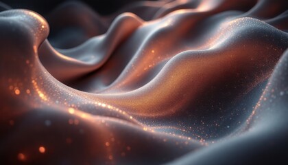 Fototapeta premium Futuristic metallic wave texture with glowing highlights