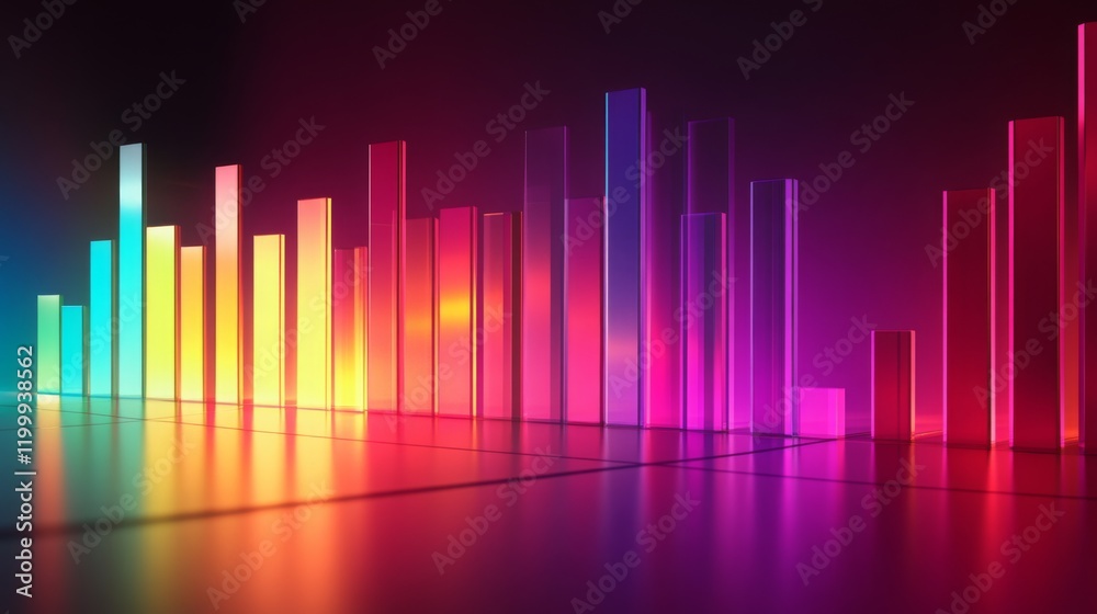 Fototapete a clean, modern d bar graph with light reflections and sharp edges, showing market fluctuations in v