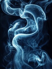 Fototapeta premium Blue smoke creating abstract shapes on black background