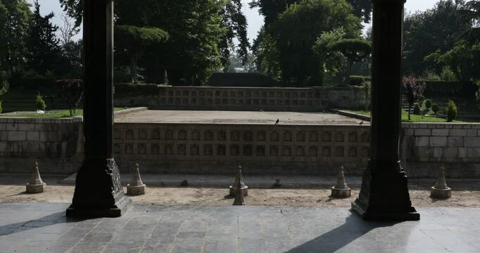 Shalimar Bagh Mughal garden marble pavilion, Jammu and Kashmir, Srinagar, India