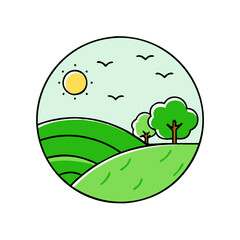 greenary landscape icon, greenary landscape vector illustration-simple illustration of greenary landscape, perfect for greenary landscape logos and themed design 