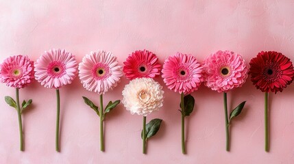 Obraz premium Pink gerbera daisies, arranged, textured background, floral design.