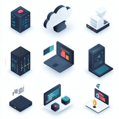 Icons for communication: chat bubble, phone, email, envelope, megaphone, news article, laptop, message icon, and a satellite dish, styled in 9 unique ways