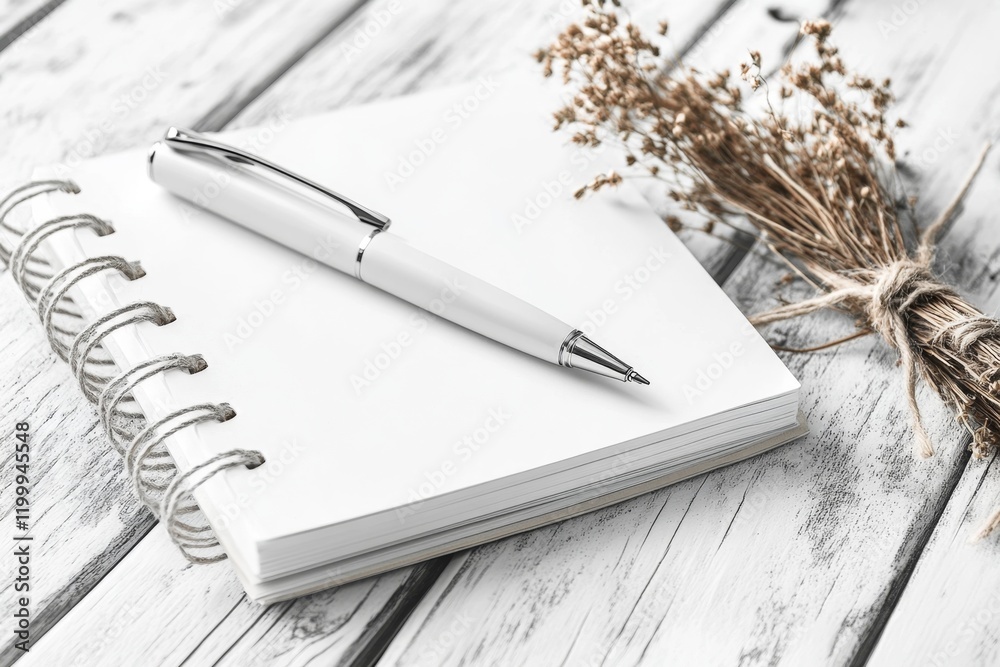 Aufkleber A simple geometric design of a pen and notebook, rendered in monochromatic tones with subtle shading