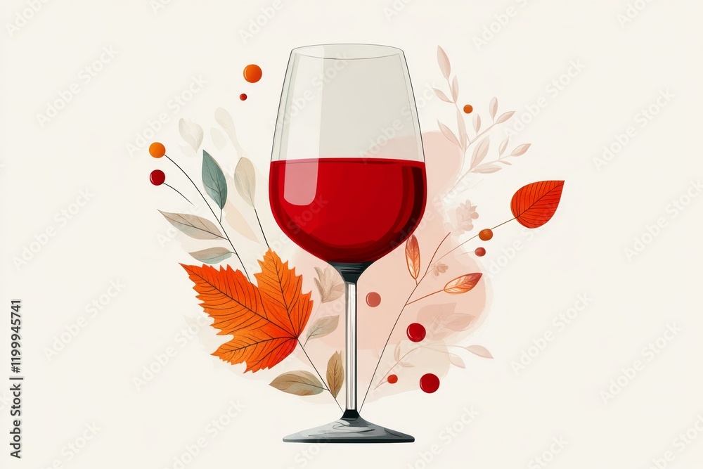 Aufkleber a simple icon of a wine glass filled with red wine, drawn in flat, clean shapes with a soft gradient