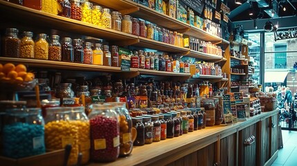 Obraz premium A shop filled with shelves displaying various products