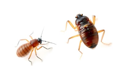 Close-up Photography of Two Brown Insects on a White Background