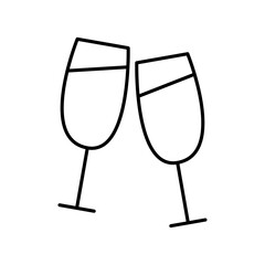 Champagne glasses icon Flat simple outline