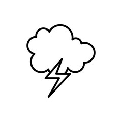 Cloud lightning icon Flat simple outline