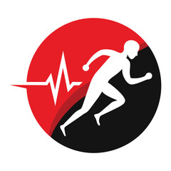 Man is running sports logo vector art illustration.