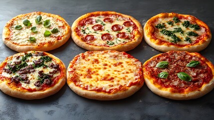Set of Italian Pizzas with Rich Textures