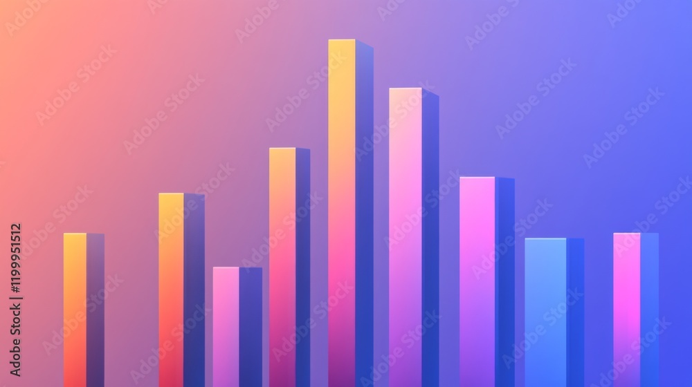Leinwandbilder A dynamic and colorful financial bar graph showing positive market trends with a modern tech interface and smooth transitions between data points