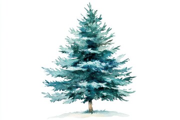 Fototapeta premium Elegant watercolor artwork featuring a festive pine tree, ideal for holiday designs, seasonal decorations, or greeting cards with a clean backdrop for easy integration and customization