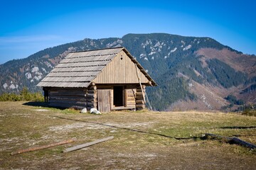 Wooden house in Low Tatras mountains. Slovakia, Europe.