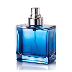 blue perfume bottle, soft focus isolated on the transparent background