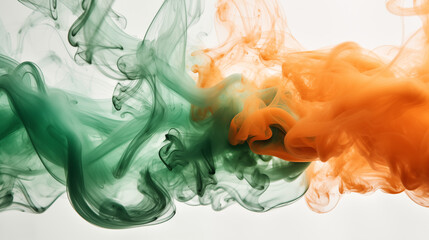 tricolor of indian flag smoke background on white