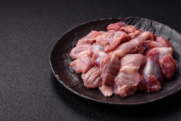 Raw chicken or turkey stomach with salt, spices and herbs