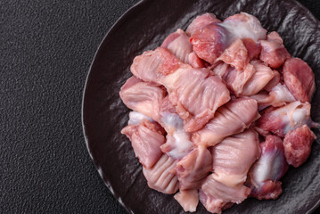 Raw chicken or turkey stomach with salt, spices and herbs