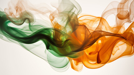 tricolor of indian flag smoke background on white
