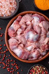 Raw chicken or turkey stomach with salt, spices and herbs