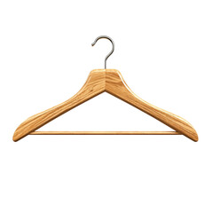 Wooden Hanger on White Background Isolated on transparent background