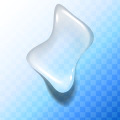 Water drop on a colored background with a transparent effect, creating the effect of liquid or soap bubble. Visual effect; tear, drop, mucus, runny nose, bubble. Beauty and health product concept