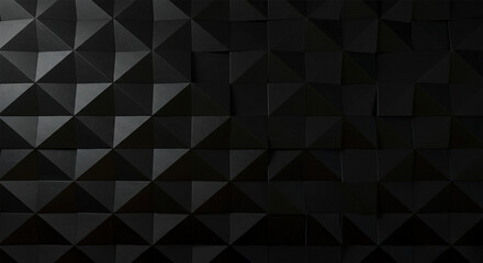 Obraz premium Semigloss Wall background with tiles. Triangular, tile Wallpaper with 3D, Black blocks.