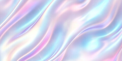 Obraz premium Colorful iridescent, holographic rainbow foil texture background. Iridescent fabric trendy cloth holographic texture purple pink blue metal