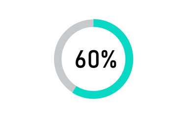 Circle progress bar, circle percentage progress bar, 60% circle progress loading bar transparent vector icon