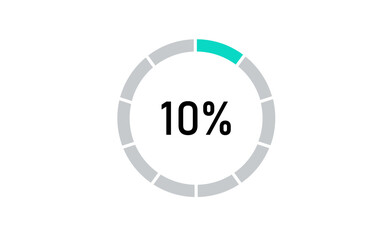 Circle progress bar, circle percentage progress bar, 10% circle progress loading bar transparent vector icon