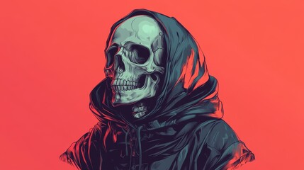 Hooded Skull A Grunge Style Illustration