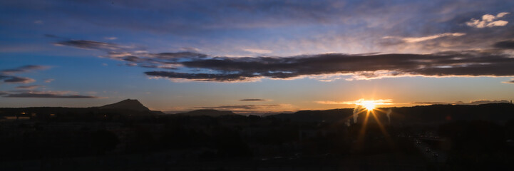 Sainte Victoire mountain in the light of a winter morning