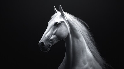 Obraz premium A horse with a long mane and a black background