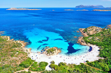 view of the mediterranean sea with turquoise water and most famous beach spiaggia del principe