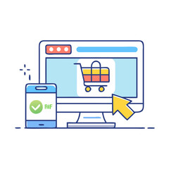 online shopping icon, online shopping vector illustration-simple illustration of online shopping, perfect for online shopping logos and themed design 