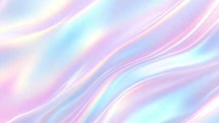 Obraz premium Colorful iridescent, holographic rainbow foil texture background. Iridescent fabric trendy cloth holographic texture purple pink blue metal