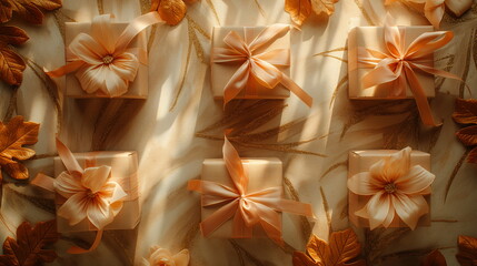Gift boxes with bow Plant texture Light Rays Effec_001
